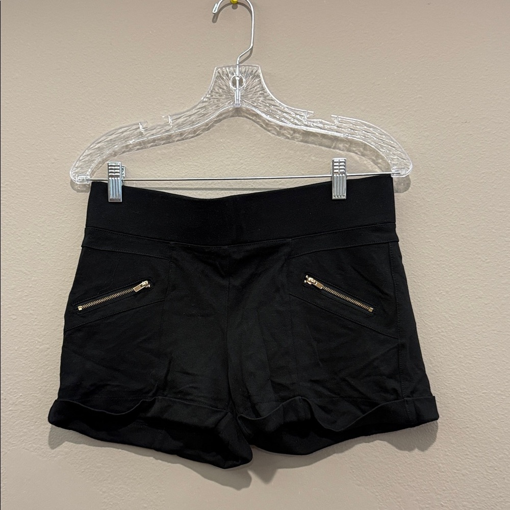 Ci Sono Black High Waist Shorts with Gold Zippers
